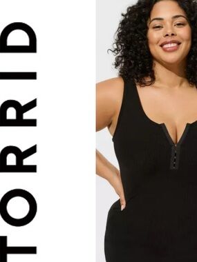 NWT TORRID Super Soft Rib Hook And Eye Tank Top Black Size 0/L